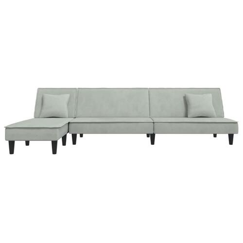Sovesofa med chaiselong 255x140x70 cm velour lysegrå