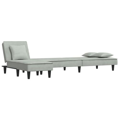 Sovesofa med chaiselong 255x140x70 cm velour lysegrå