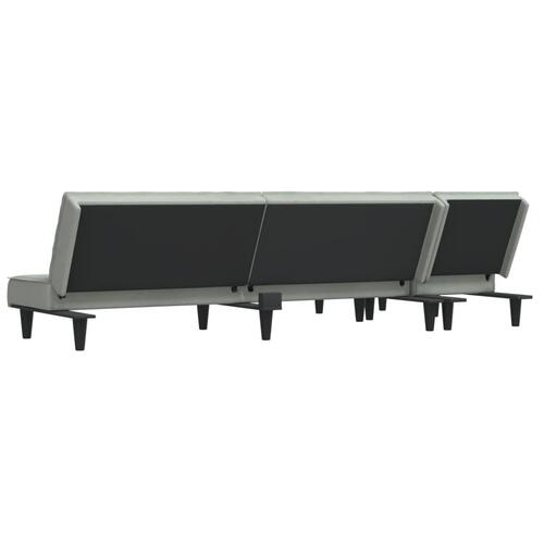 Sovesofa med chaiselong 255x140x70 cm velour lysegrå