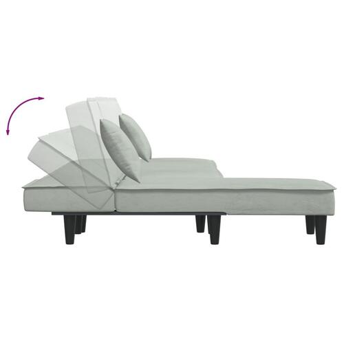 Sovesofa med chaiselong 255x140x70 cm velour lysegrå