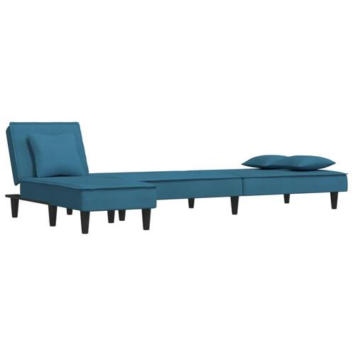 Sovesofa med chaiselong 255x140x70 cm velour blå