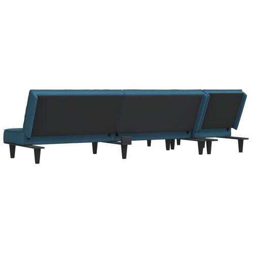 Sovesofa med chaiselong 255x140x70 cm velour blå