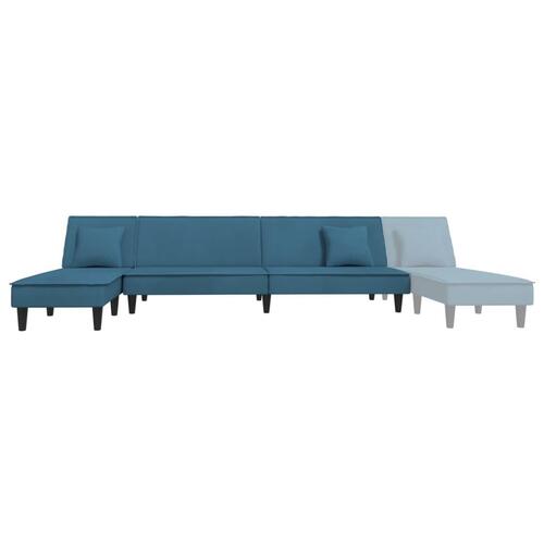 Sovesofa med chaiselong 255x140x70 cm velour blå