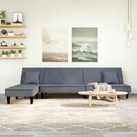 Sovesofa med chaiselong 255x140x70 cm velour mørkegrå