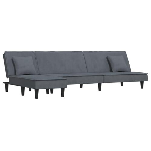 Sovesofa med chaiselong 255x140x70 cm velour mørkegrå