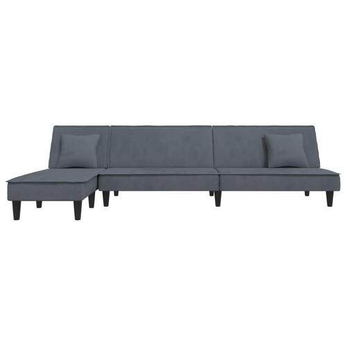 Sovesofa med chaiselong 255x140x70 cm velour mørkegrå