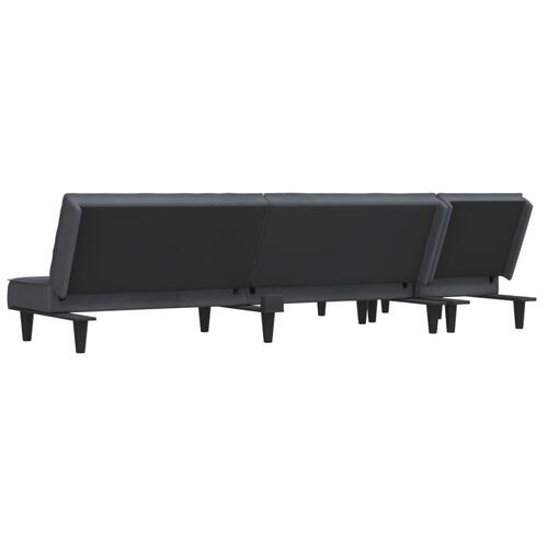 Sovesofa med chaiselong 255x140x70 cm velour mørkegrå