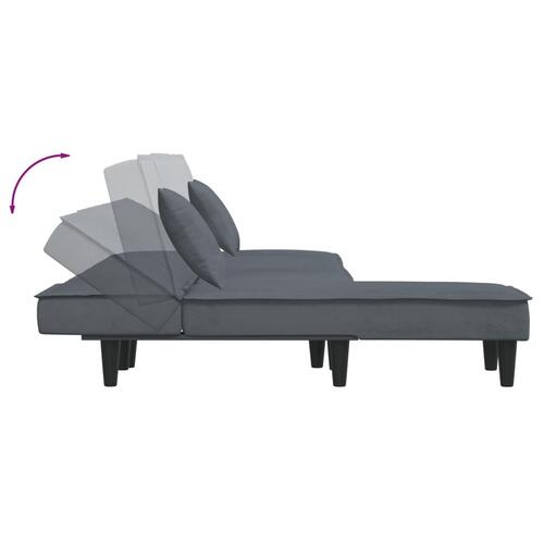 Sovesofa med chaiselong 255x140x70 cm velour mørkegrå