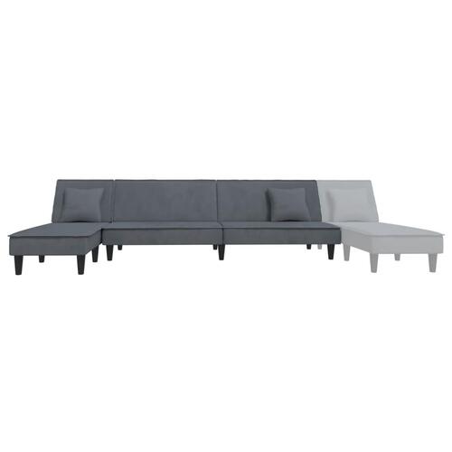 Sovesofa med chaiselong 255x140x70 cm velour mørkegrå
