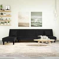 Sovesofa med chaiselong 255x140x70 cm velour sort