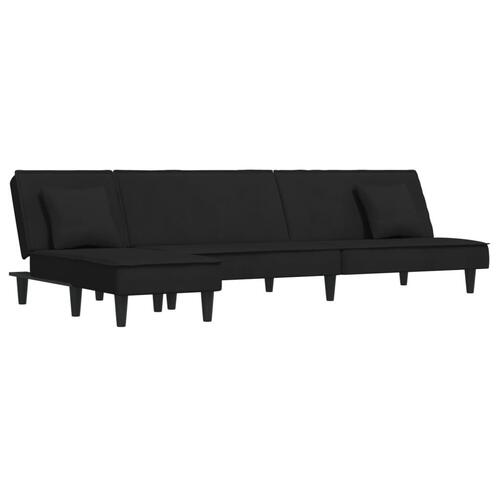 Sovesofa med chaiselong 255x140x70 cm velour sort