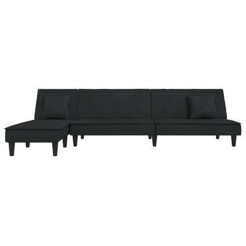 Sovesofa med chaiselong 255x140x70 cm velour sort