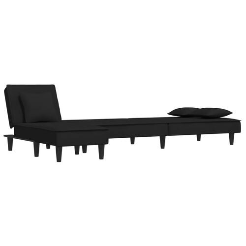 Sovesofa med chaiselong 255x140x70 cm velour sort