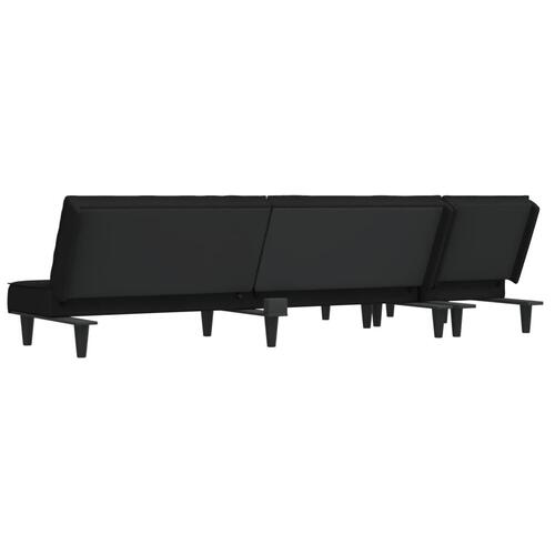 Sovesofa med chaiselong 255x140x70 cm velour sort