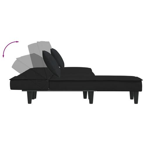 Sovesofa med chaiselong 255x140x70 cm velour sort