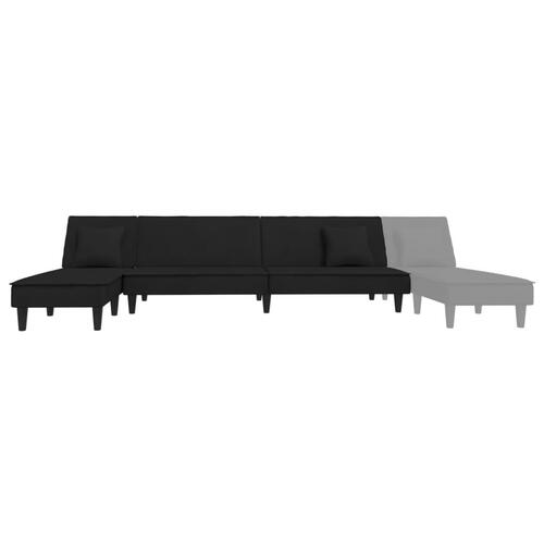 Sovesofa med chaiselong 255x140x70 cm velour sort