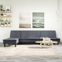 Sovesofa med chaiselong 255x140x70 cm velour mørkegrå