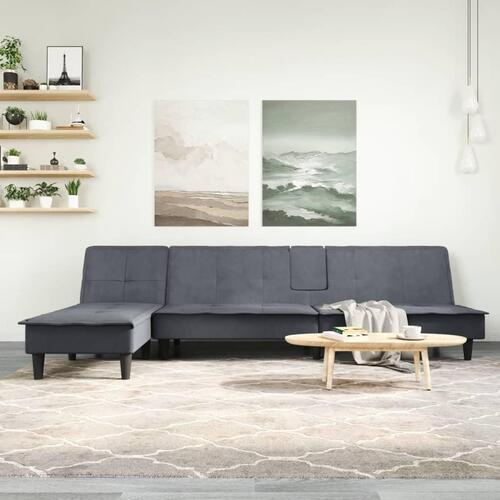 Sovesofa med chaiselong 255x140x70 cm velour mørkegrå