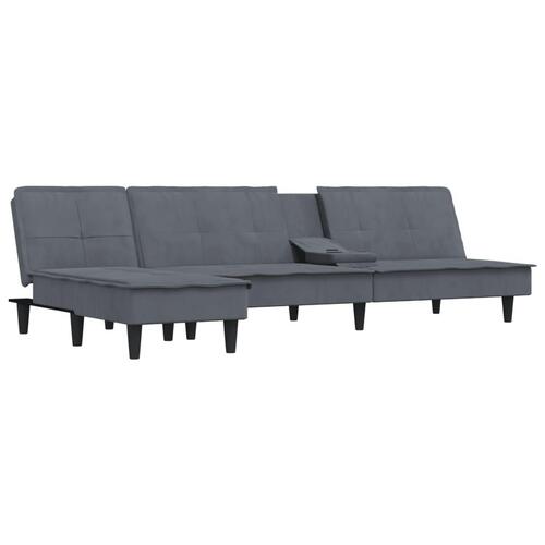 Sovesofa med chaiselong 255x140x70 cm velour mørkegrå