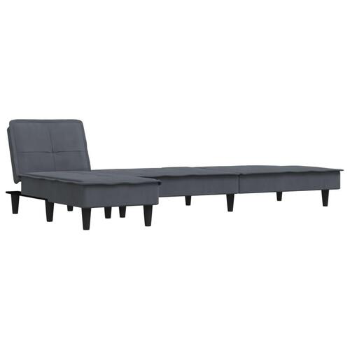 Sovesofa med chaiselong 255x140x70 cm velour mørkegrå