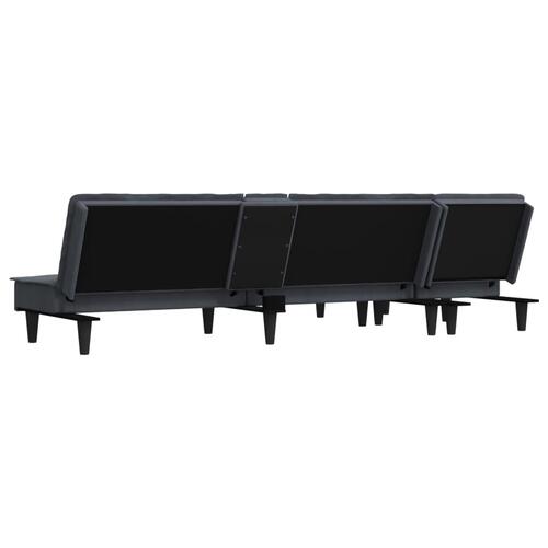 Sovesofa med chaiselong 255x140x70 cm velour mørkegrå