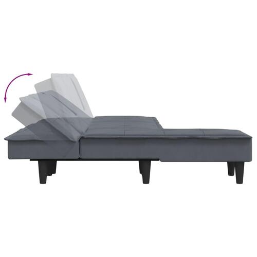 Sovesofa med chaiselong 255x140x70 cm velour mørkegrå