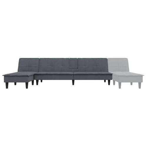 Sovesofa med chaiselong 255x140x70 cm velour mørkegrå