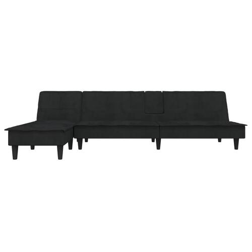 Sovesofa med chaiselong 255x140x70 cm velour sort