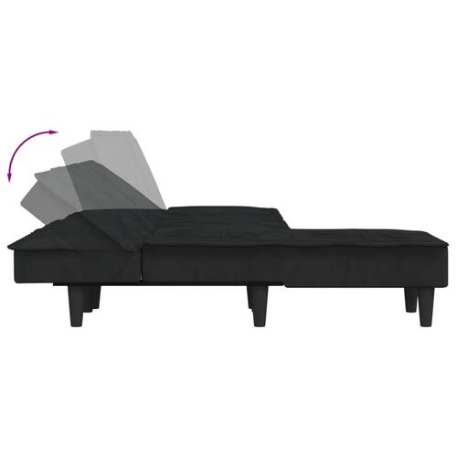 Sovesofa med chaiselong 255x140x70 cm velour sort