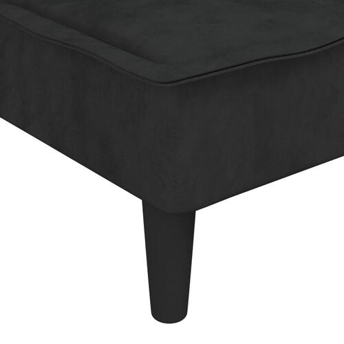 Sovesofa med chaiselong 255x140x70 cm velour sort