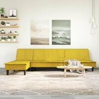 Sovesofa med chaiselong 255x140x70 cm velour gul