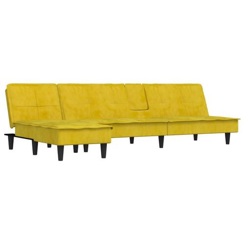 Sovesofa med chaiselong 255x140x70 cm velour gul