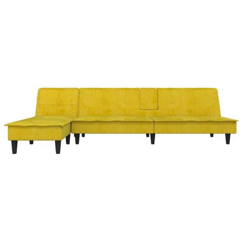 Sovesofa med chaiselong 255x140x70 cm velour gul