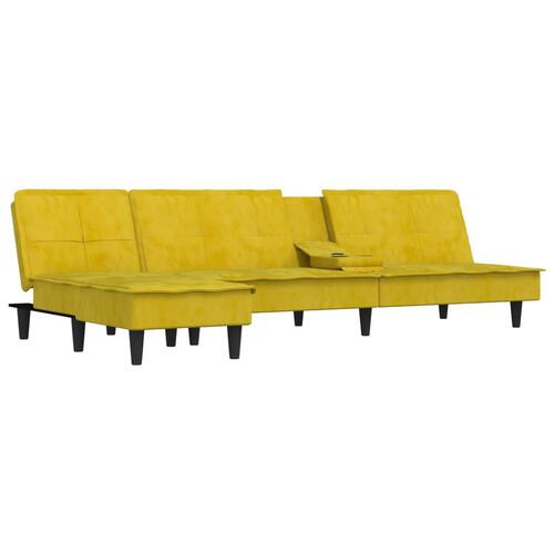 Sovesofa med chaiselong 255x140x70 cm velour gul