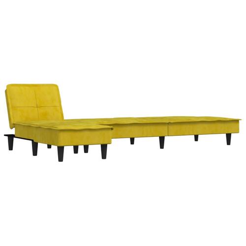 Sovesofa med chaiselong 255x140x70 cm velour gul