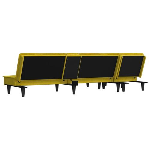 Sovesofa med chaiselong 255x140x70 cm velour gul