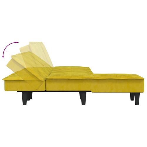 Sovesofa med chaiselong 255x140x70 cm velour gul