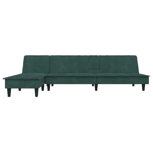 Sovesofa med chaiselong 255x140x70 cm velour mørkegrøn