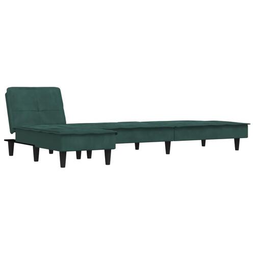 Sovesofa med chaiselong 255x140x70 cm velour mørkegrøn