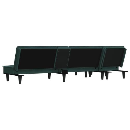 Sovesofa med chaiselong 255x140x70 cm velour mørkegrøn