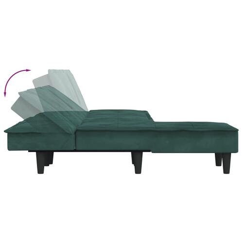 Sovesofa med chaiselong 255x140x70 cm velour mørkegrøn