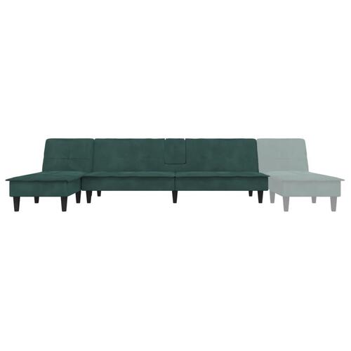 Sovesofa med chaiselong 255x140x70 cm velour mørkegrøn