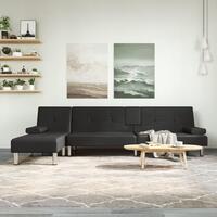 Sovesofa med chaiselong 255x140x70 cm kunstlæder sort