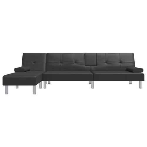 Sovesofa med chaiselong 255x140x70 cm kunstlæder sort