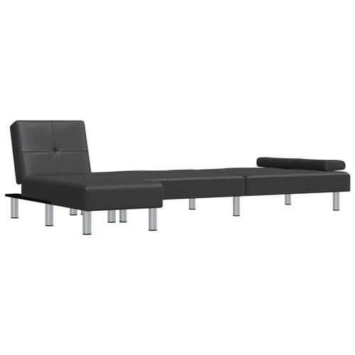 Sovesofa med chaiselong 255x140x70 cm kunstlæder sort