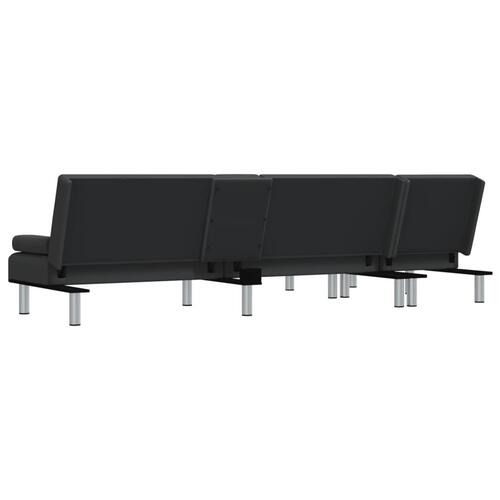 Sovesofa med chaiselong 255x140x70 cm kunstlæder sort