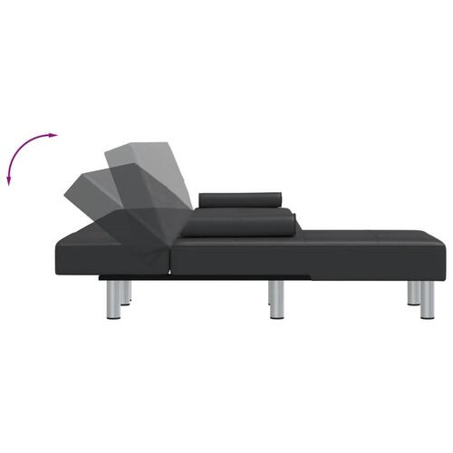 Sovesofa med chaiselong 255x140x70 cm kunstlæder sort
