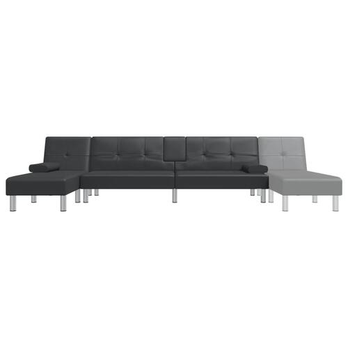 Sovesofa med chaiselong 255x140x70 cm kunstlæder sort