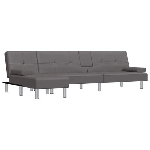 Sovesofa med chaiselong 255x140x70 cm kunstlæder grå