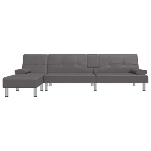 Sovesofa med chaiselong 255x140x70 cm kunstlæder grå